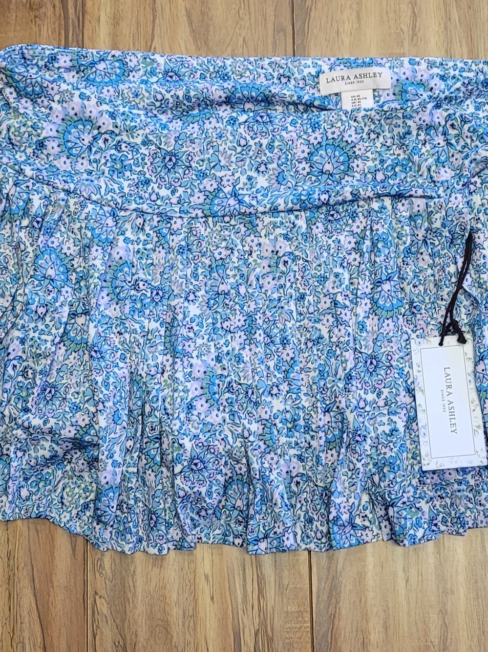 Laura Ashley Blue and Light Pink Floral Mini Skirt